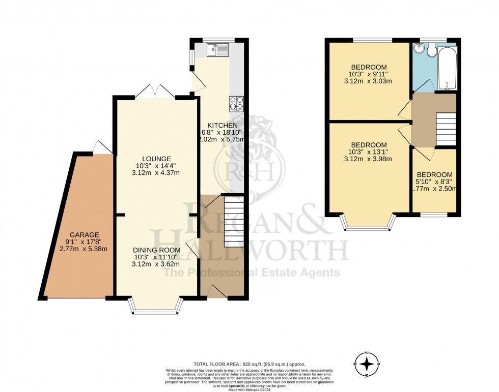 Floorplan for Lessingham Avenue, Swinley, WN1 2HE