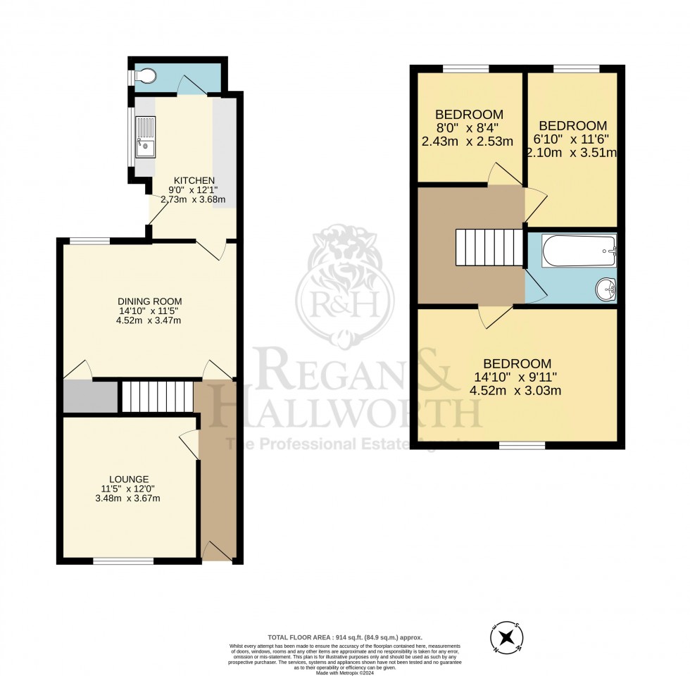 Floorplan for Newman Avenue, Springfield, WN6 7RE